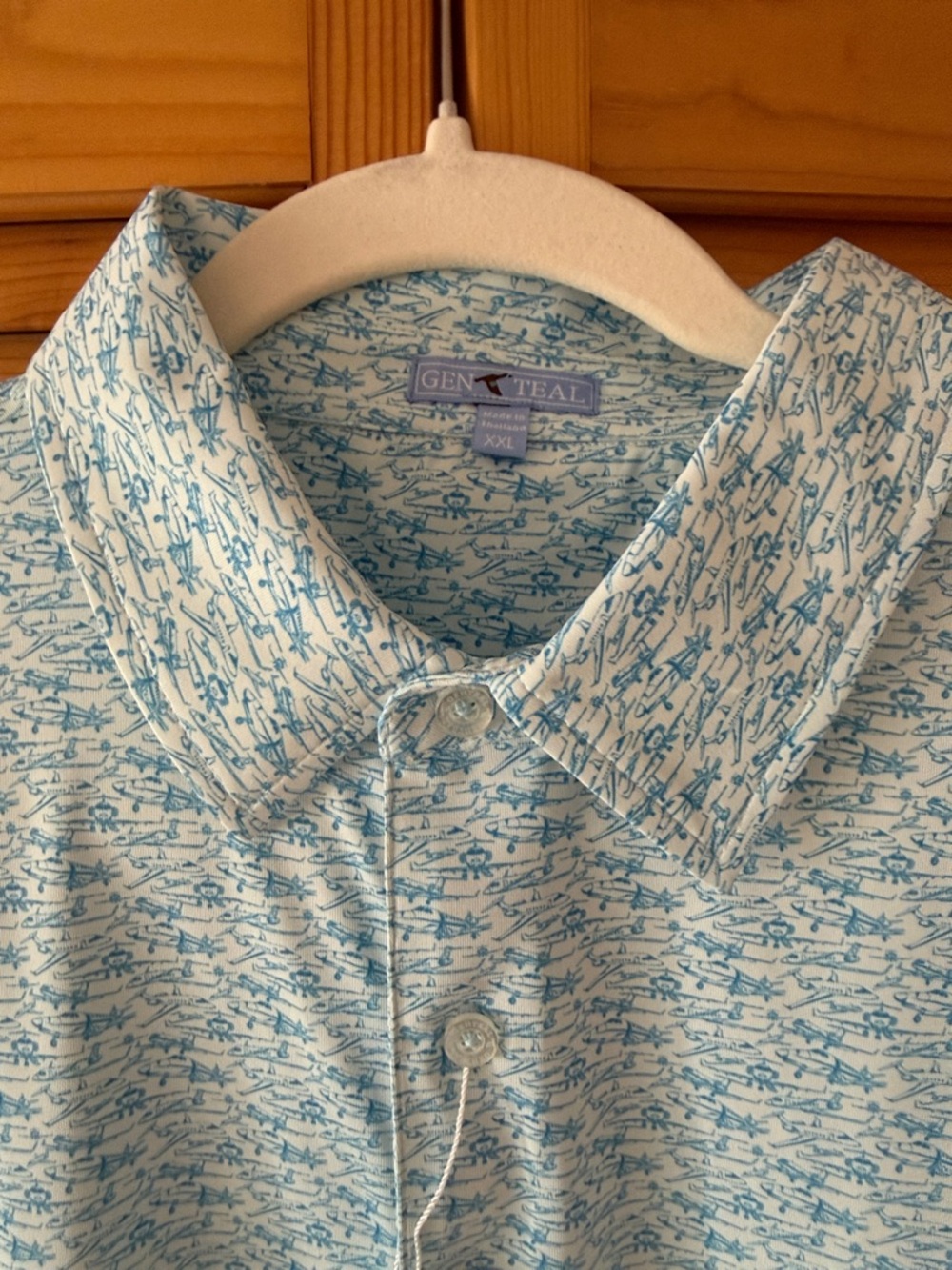 Men's Light Blue Aviation Printed Polo Shirt
